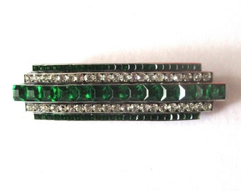 Large Deco Sterling Silver & Paste Brooch/Pin from the 1930&#39;s/Vintage Pin
