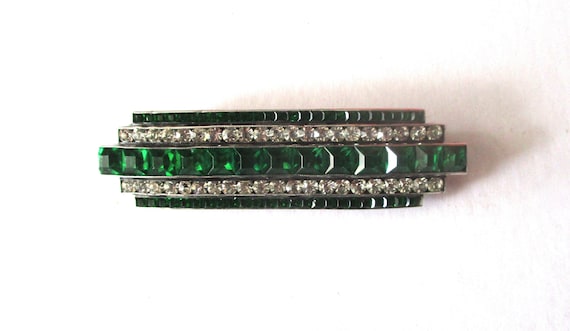 Large Deco Sterling Silver & Paste Brooch/Pin from the 1930's/Vintage Pin
