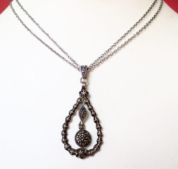Vintage Sterling Silver, Marcasite, and Stainless Steel Choker/Necklace