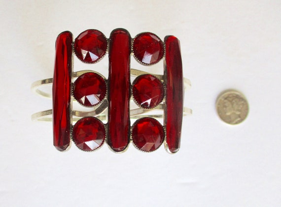 Antique Red Vauxhall Glass Bangle Bracelet - image 4