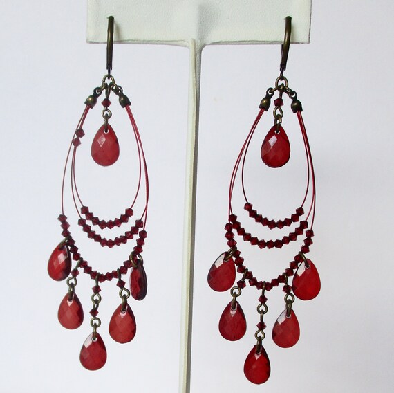 Pair of Vintage 4-Inch Deep Red/Burgundy Lucite G… - image 7