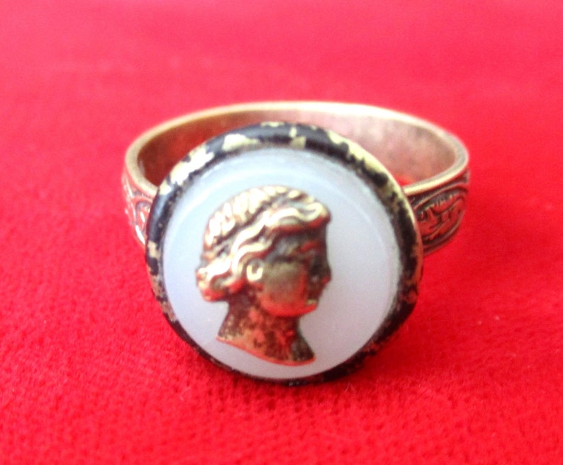 Antique Adjustable Button Ring image 5