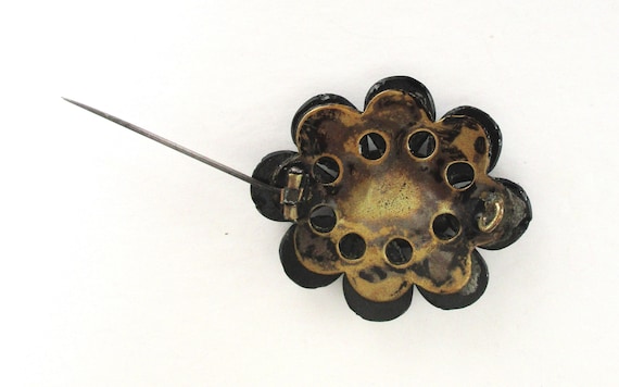 Antique French Jet (Black Glass) Flower Pin/Brooch - image 5