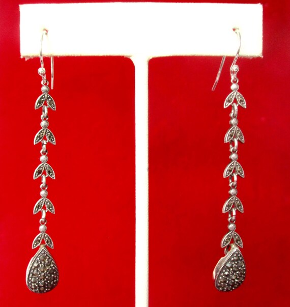 Pair of Sterling Silver & Marcasite Earrings/Boho/Hippie