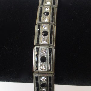 Antique Art Deco Rhodium-Plated & Paste Bracelet/art deco bracelet/silver tone bracelet/rhodium plated bracelet/bracelet/paste stones
