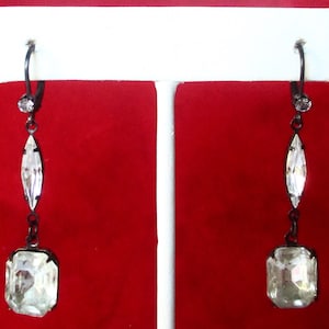 Pair of Vintage Classic 2-Inch Clear Crystal Earrings