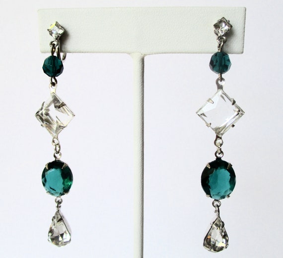 Pair of Vintage Sterling Silver & Rhinestone Screw-Back Earrings
