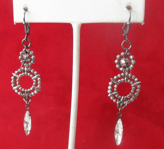 Pair of Antique Cut Steel Boho/Gothic Earrings