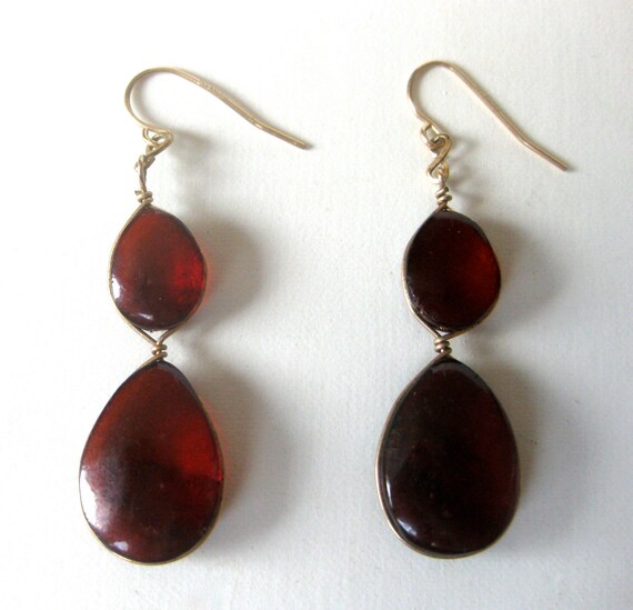 Pair of Amber & Brass Earrings/Earrings - image 3