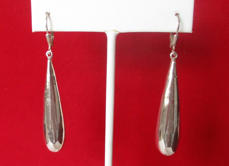 Pair of Vintage Sterling Silver Teardrop Earrings