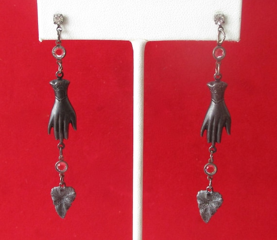 Pair of Black Steampunk, Boho, Victorian-Style Hippie Earrings