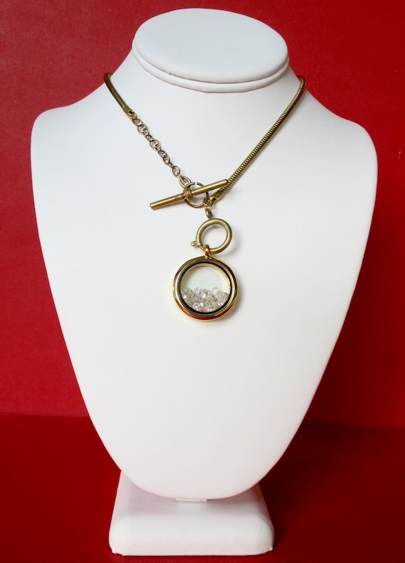 Vintage Brass Snake Watch Chain Choker With Shaker