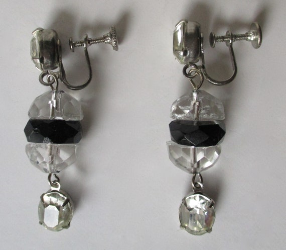 Pair of Vintage Crystal Screw-Back Earrings - image 3