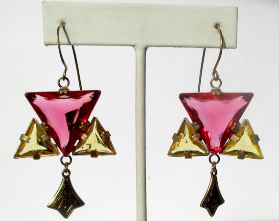 Pair of Exquisite Art-Deco Crystal Earrings from the 1920's