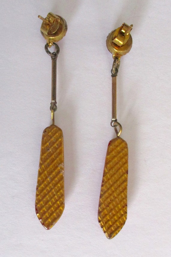 Pair of Art-Deco Vauxhall Glass Earrings - image 6