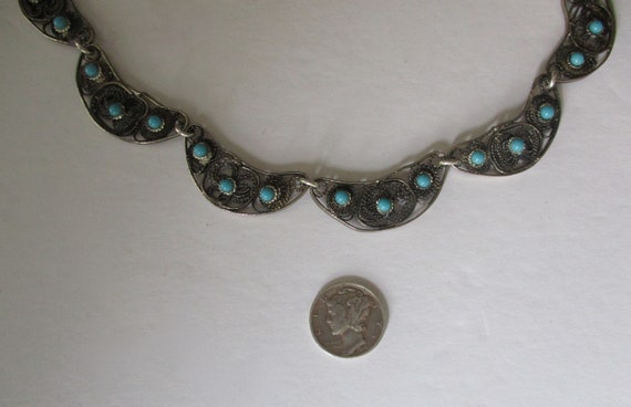 Vintage  Middle Eastern Sterling Silver & Turquoi… - image 4