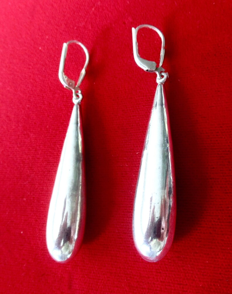 Pair of Vintage Sterling Silver Teardrop Earrings
