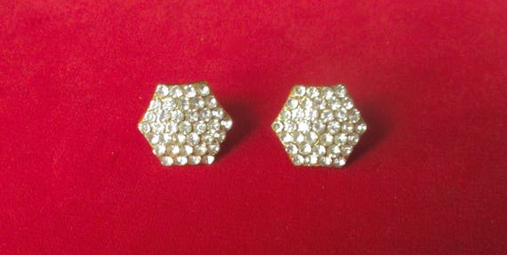 Pair of Vintage Deco Hexagon Screw-Back Earrings W