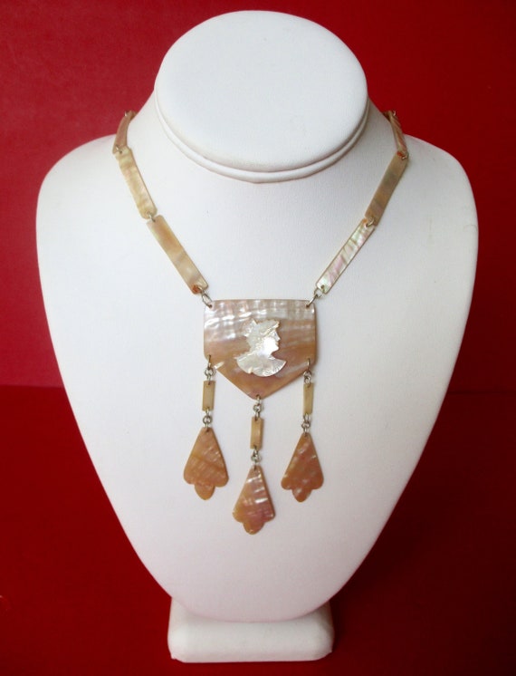Antique Mother-of-Pearl Necklace/Wedding/Boho/Shabby Chic/Hippie