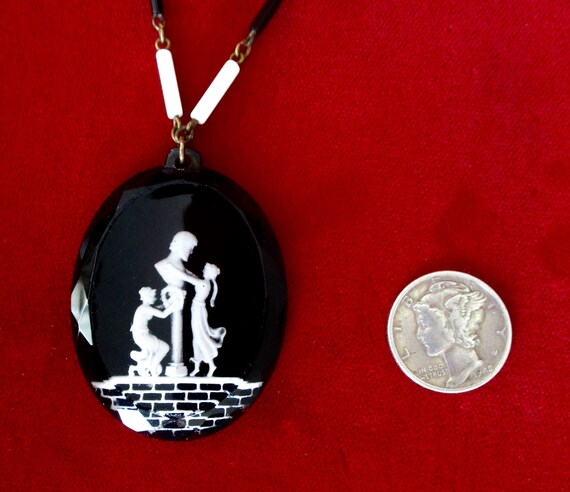Antique Art-Deco Reverse-Etched Glass Cameo Pendant … - Gem