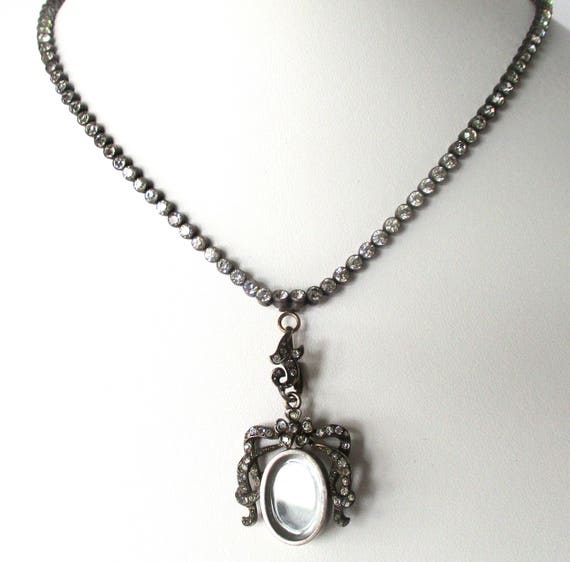 Victorian Silver & Paste Necklace With Matching Lo
