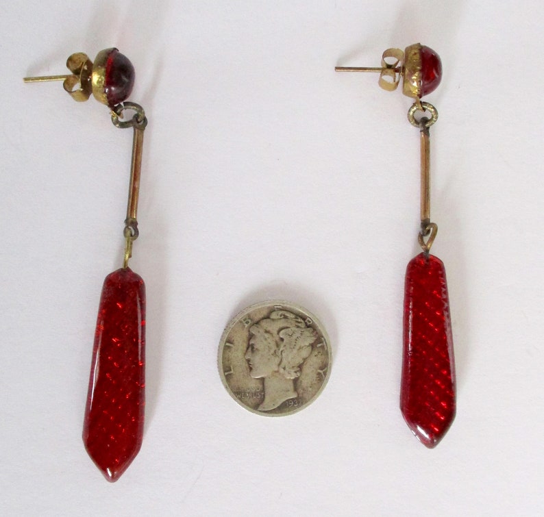 Pair of Art-Deco Vauxhall Glass Earrings image 2