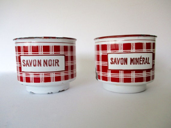 Pair of Vintage Footed Enamelware Planters