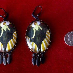 Pair of Art-Deco 3-Inch Earrings/Boho/Steampunk image 5