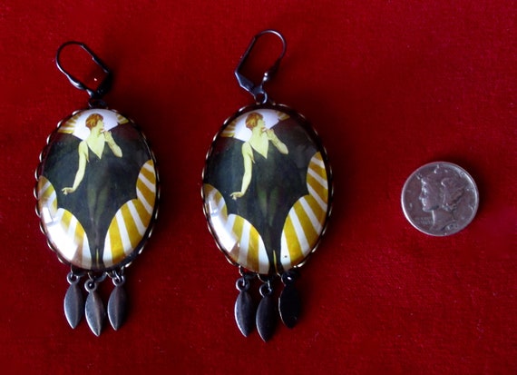 Pair of Art-Deco 3-Inch Earrings/Boho/Steampunk - image 5