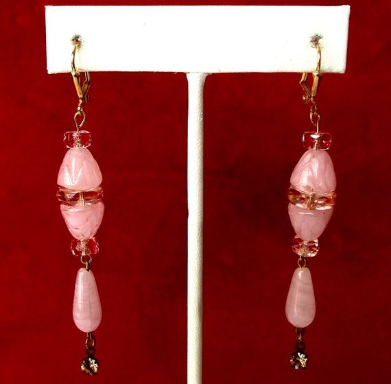 Pair of Vintage Deco Crystal 3-Inch  Earrings - image 2