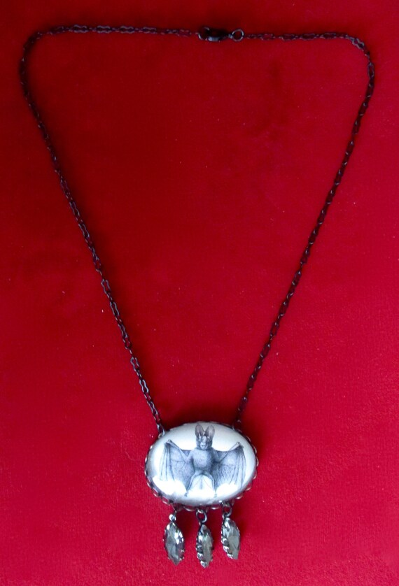 Vintage Bat Crystal Necklace/Boho/Hippie/Steampun… - image 3