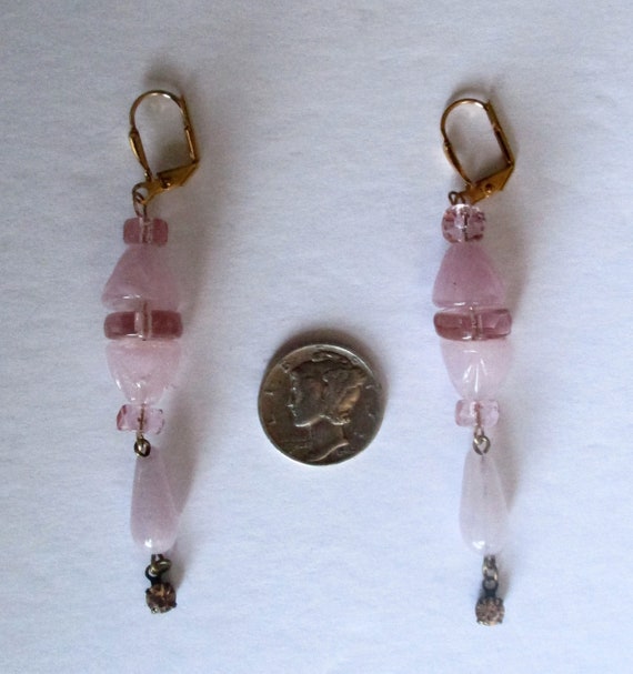 Pair of Vintage Deco Crystal 3-Inch  Earrings - image 3