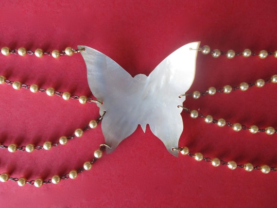 Vintage Mother-of-Pearl & Glass Pearl Necklace/We… - image 7