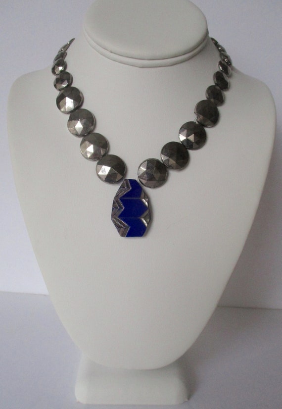 Vintage Art-Deco Glass Choker/Necklace With Lapis-