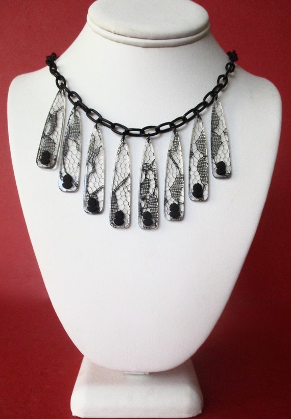 Vintage Celluloid & Lucite Necklace/Boho/Shabby Chic