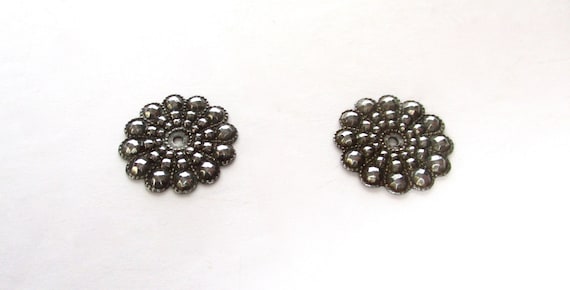Pair of Antique 1/2-Inch Cut Steel Stud Earring Jackets