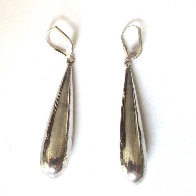 Pair of Vintage Sterling Silver Teardrop Earrings