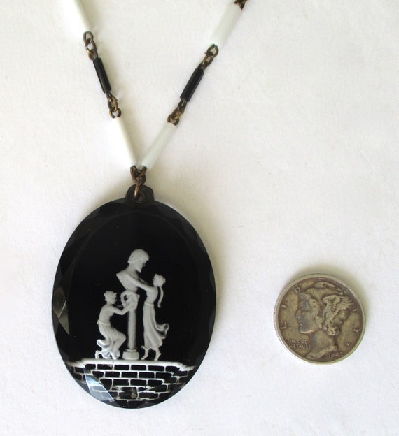 Antique Art-Deco Reverse-Etched Glass Cameo Pendant … - Gem