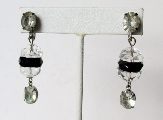 Pair of Vintage Crystal Screw-Back Earrings - image 2