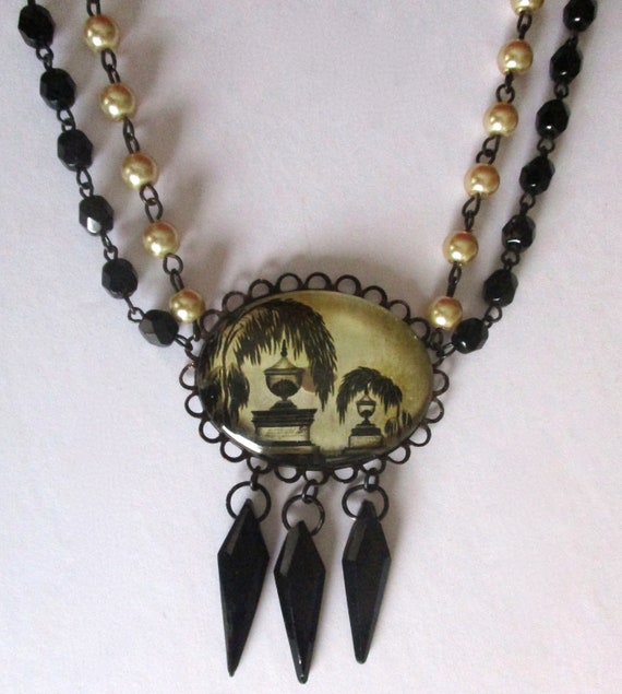 Vintage Victorian-Style Mourning Cameo  Necklace/… - image 6