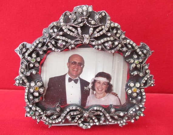 Antique 300+ Paste Brilliants  Small Silver Frame