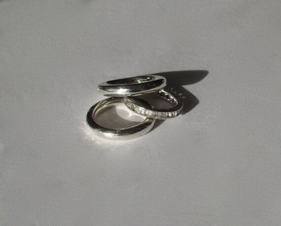 Set of (3) Vintage & Antique Rings/Eternity Band With (2) Sterling Silver Bands For Size 8