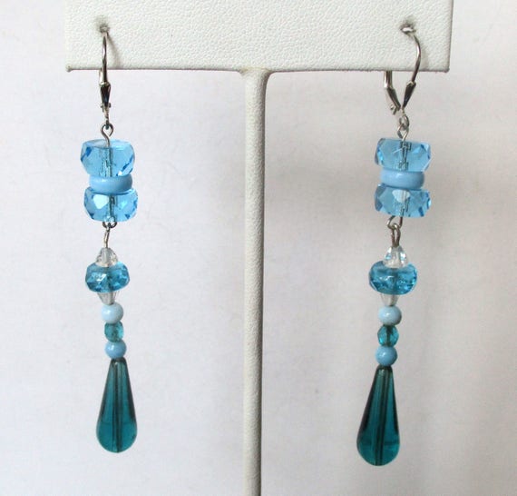 Pair of Vintage Sterling Silver & Crystal Art-Deco Earrings
