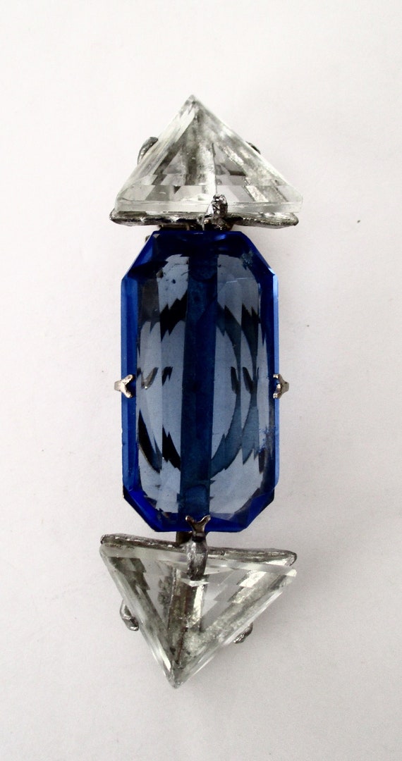 Antique Art-Deco Blue & Clear Paste Fur Clip