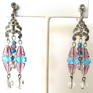 Pair of Screw Back Crystal & Rhodium Plated Earrings from the 1920's image 3