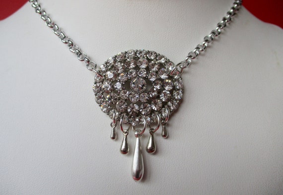 Vintage Cubic Zirconia Georgian-Style Pendant Choker/ Necklace