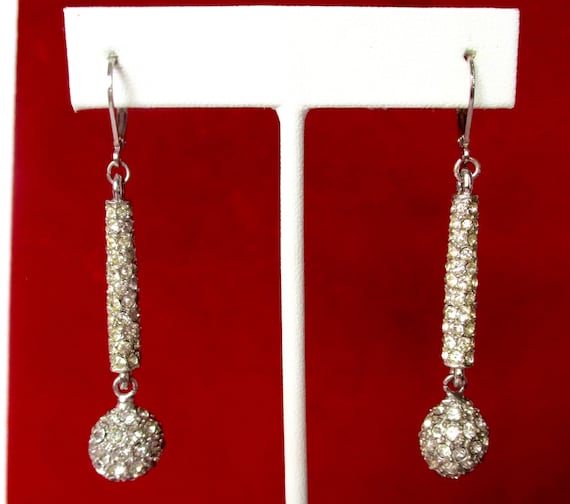 Pair of Disco Silver & Rhinestone Earrings/Boho/Shabby Chic