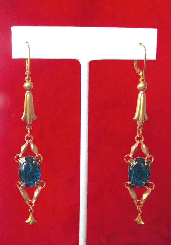 Pair of 3 1/4-inch Butterfly Wing & Brass Earrings