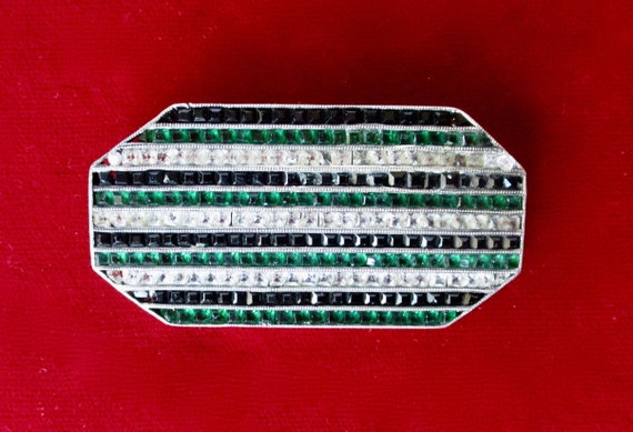 Antique Art-Deco Sterling Silver & Paste Handmade  Brooch/Pin