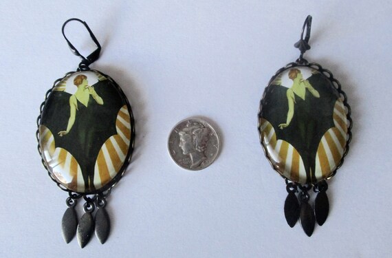 Pair of Art-Deco 3-Inch Earrings/Boho/Steampunk - image 7